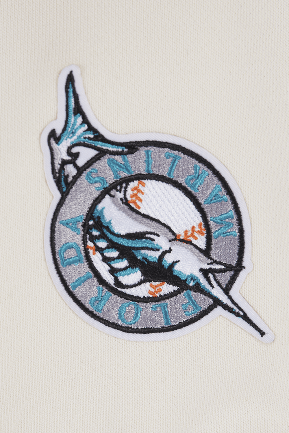 MLB FLORIDA MARLINS RETRO CLASSIC WOMEN'S CROPPED PULLOVER HOODIE (EGGSHELL/ BLACK)