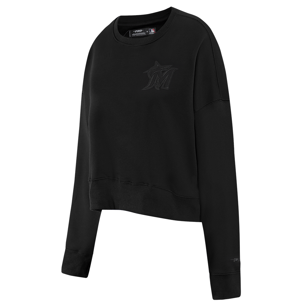 MLB MIAMI MARLINS CAMISETA NEUTRA DE CUELLO REDONDO PARA MUJER (NEGRA)