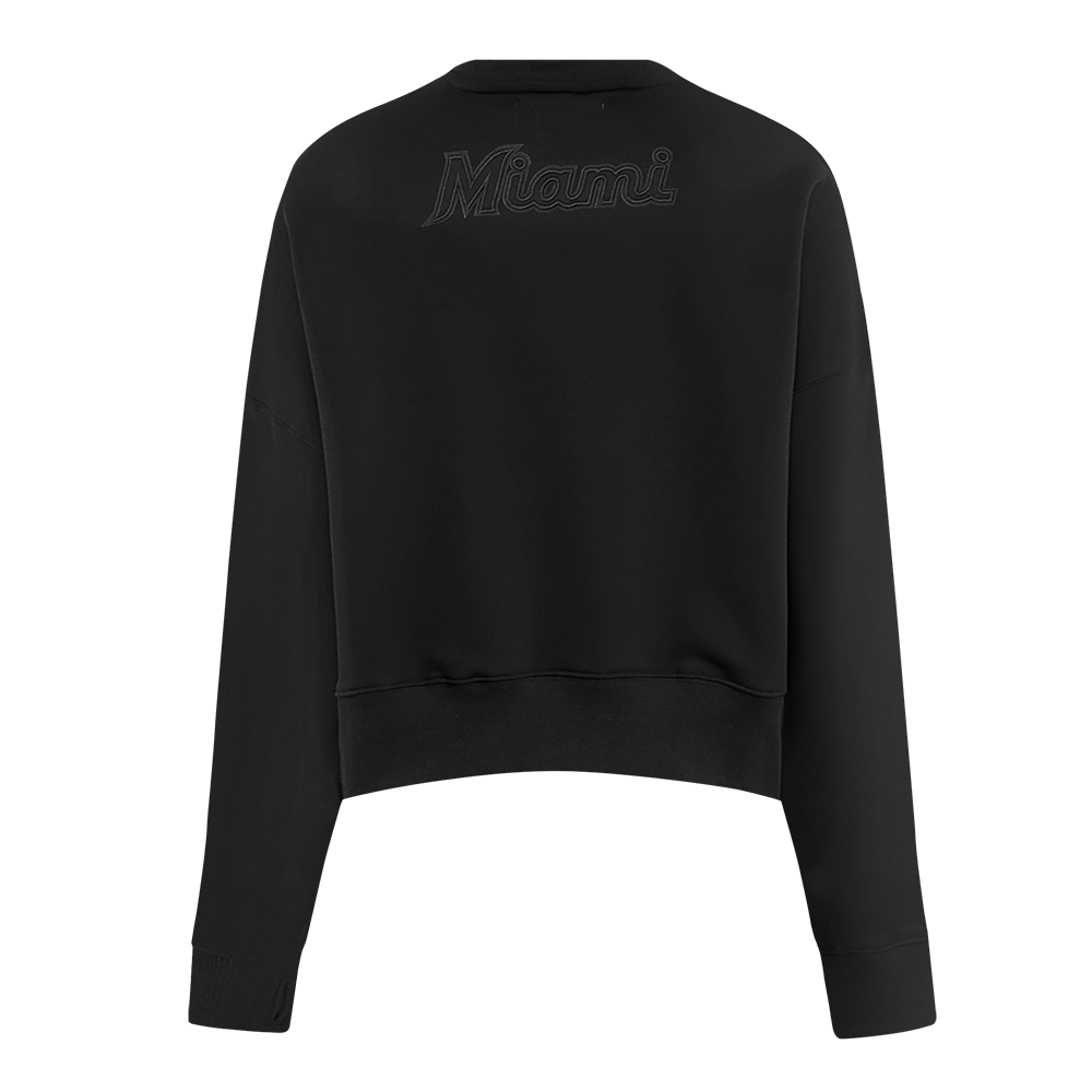 MLB MIAMI MARLINS CAMISETA NEUTRA DE CUELLO REDONDO PARA MUJER (NEGRA)