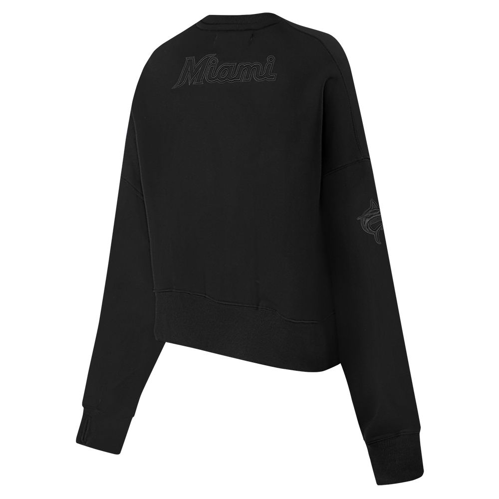 MLB MIAMI MARLINS CAMISETA NEUTRA DE CUELLO REDONDO PARA MUJER (NEGRA)