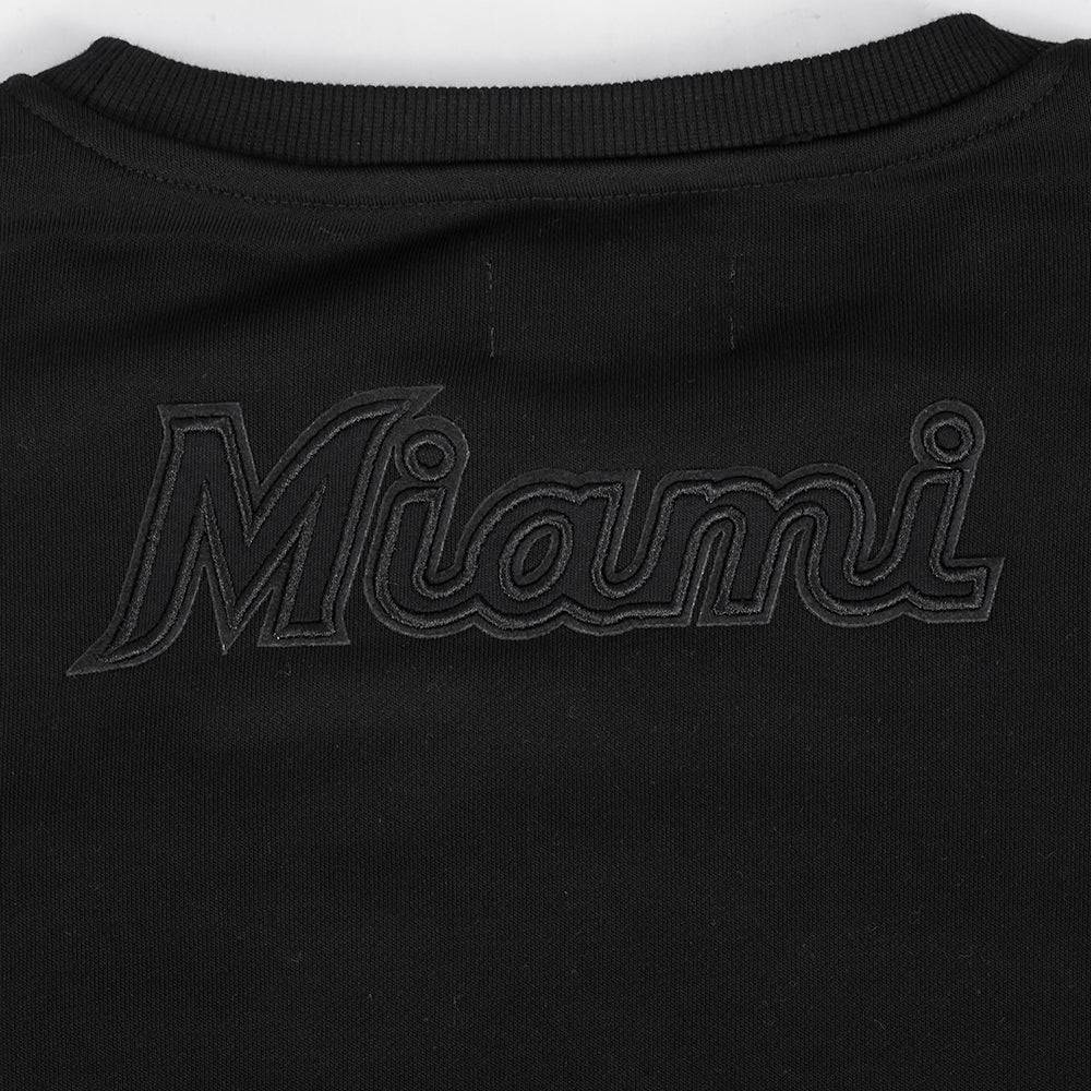 MLB MIAMI MARLINS CAMISETA NEUTRA DE CUELLO REDONDO PARA MUJER (NEGRA)