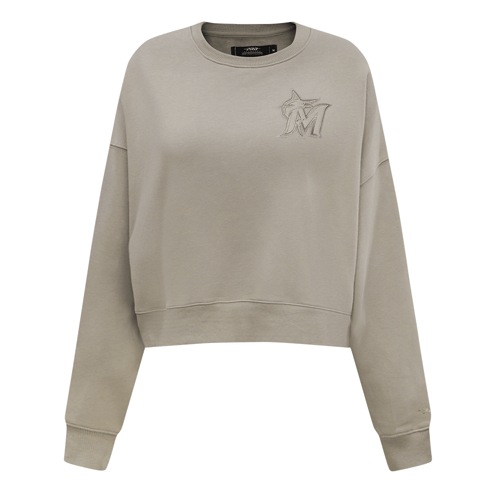 SUÉTER NEUTRO DE CUELLO REDONDO PARA MUJER MLB MIAMI MARLINS (BEIGE)
