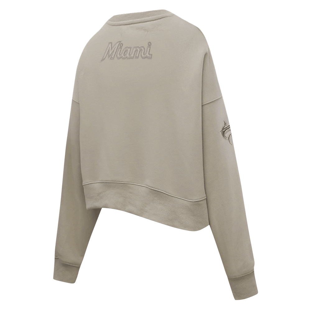 SUÉTER NEUTRO DE CUELLO REDONDO PARA MUJER MLB MIAMI MARLINS (BEIGE)