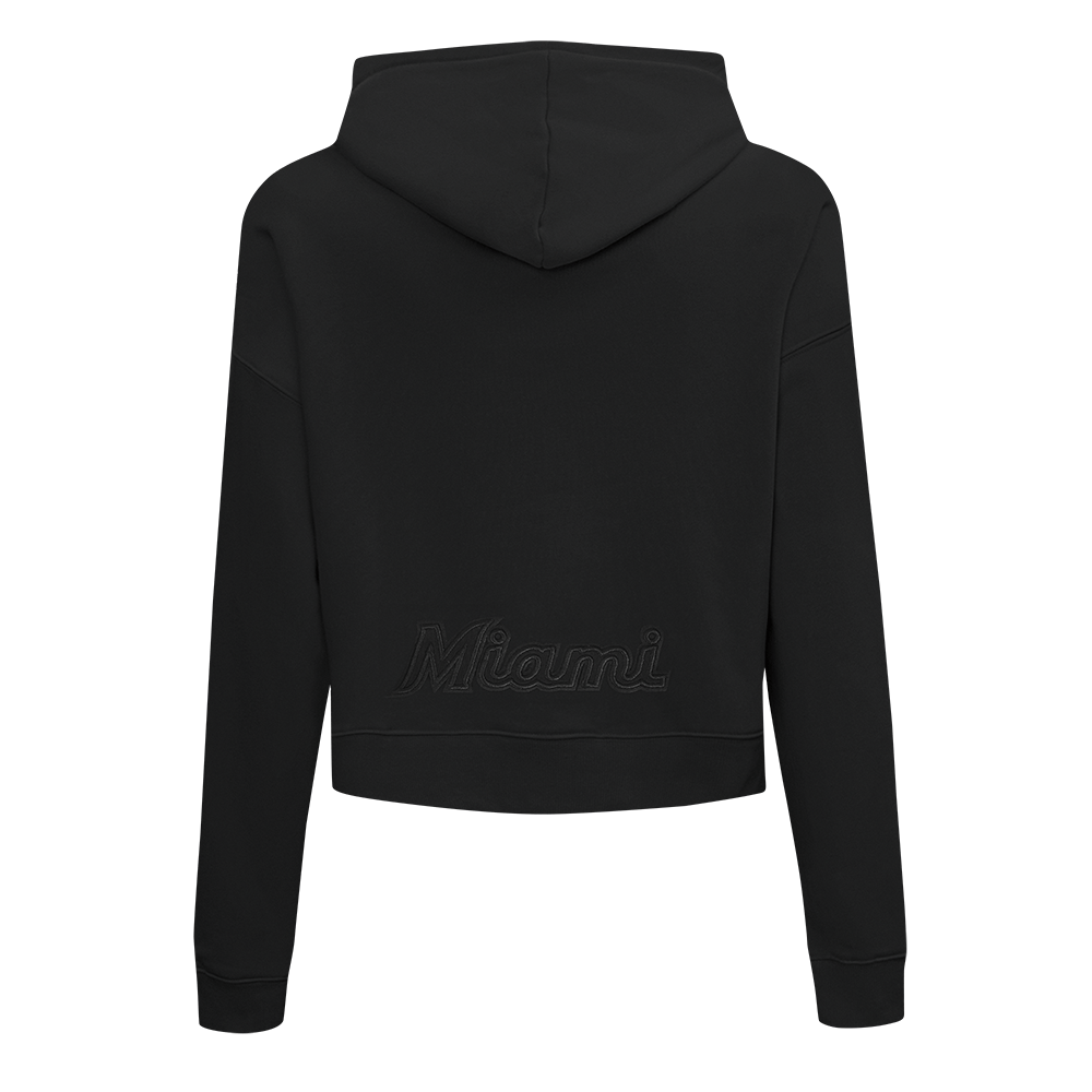 MLB MIAMI MARLINS NEUTRAL WOMEN'S CROPPED PO HOODIE (BLACK)