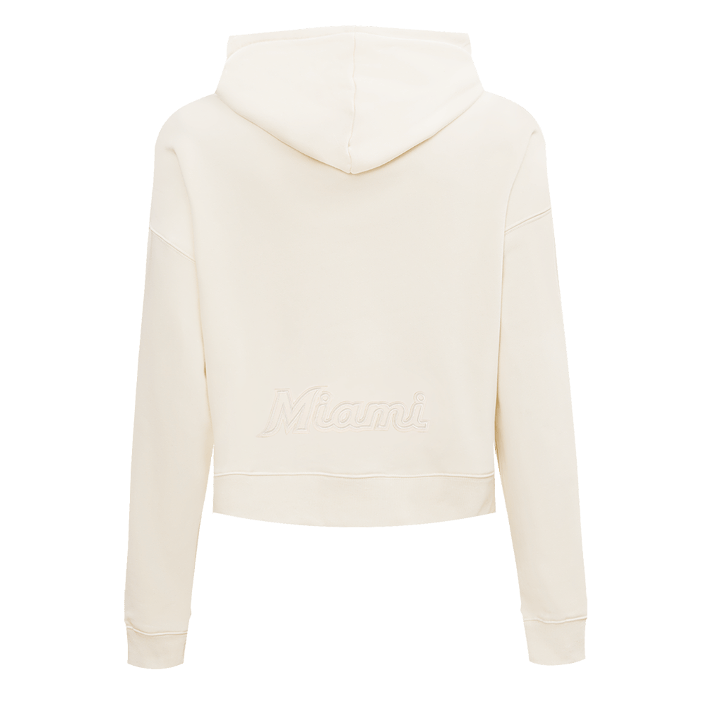MLB MIAMI MARLINS NEUTRAL WOMEN'S CROPPED PO HOODIE (EGGSHELL)