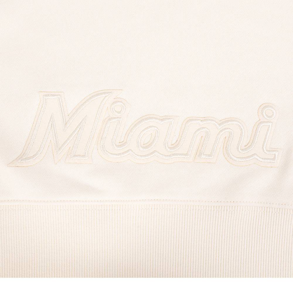 MLB MIAMI MARLINS NEUTRAL WOMEN'S CROPPED PO HOODIE (EGGSHELL)