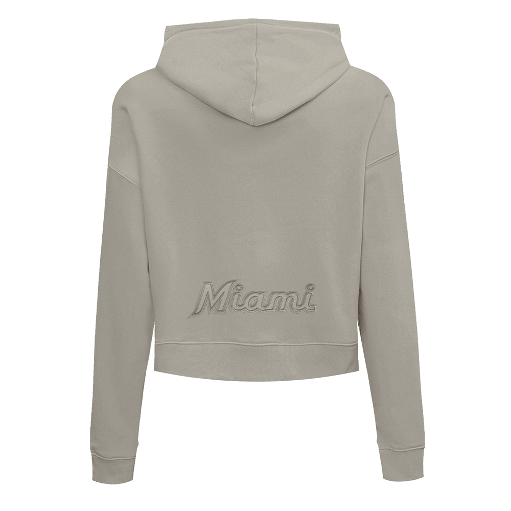 MLB MIAMI MARLINS NEUTRAL WOMEN'S CROPPED PO HOODIE (TAUPE)