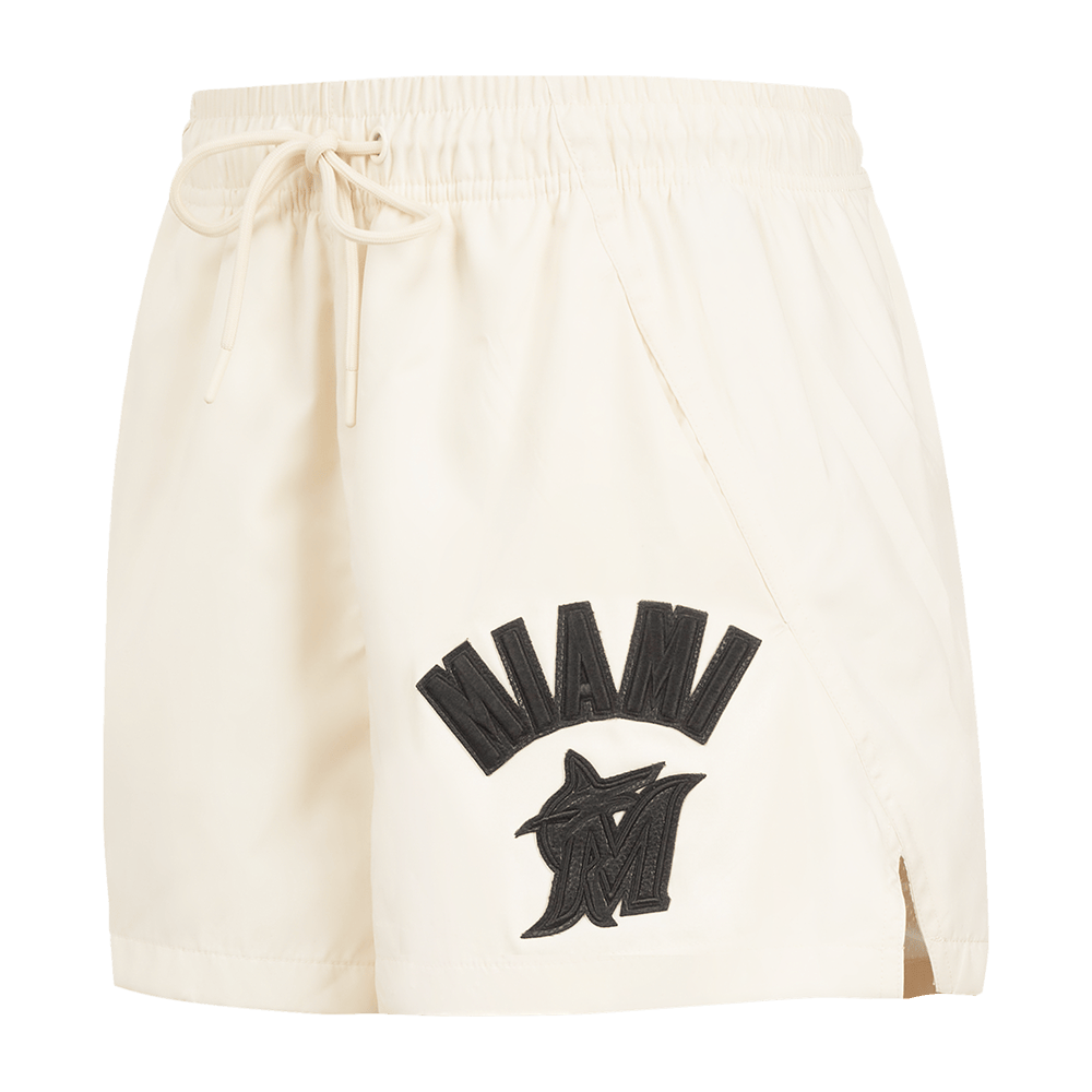 PANTALÓN CORTO TEJIDO TRIPLE TONAL W PARA MUJER MLB MIAMI MARLINS (BLANCO HUESO)