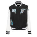 MLB FLORIDA MARLINS RETRO CLASSIC WOMEN'S RIB WOOL VARSITY JACKET (BLACK/WHITE)