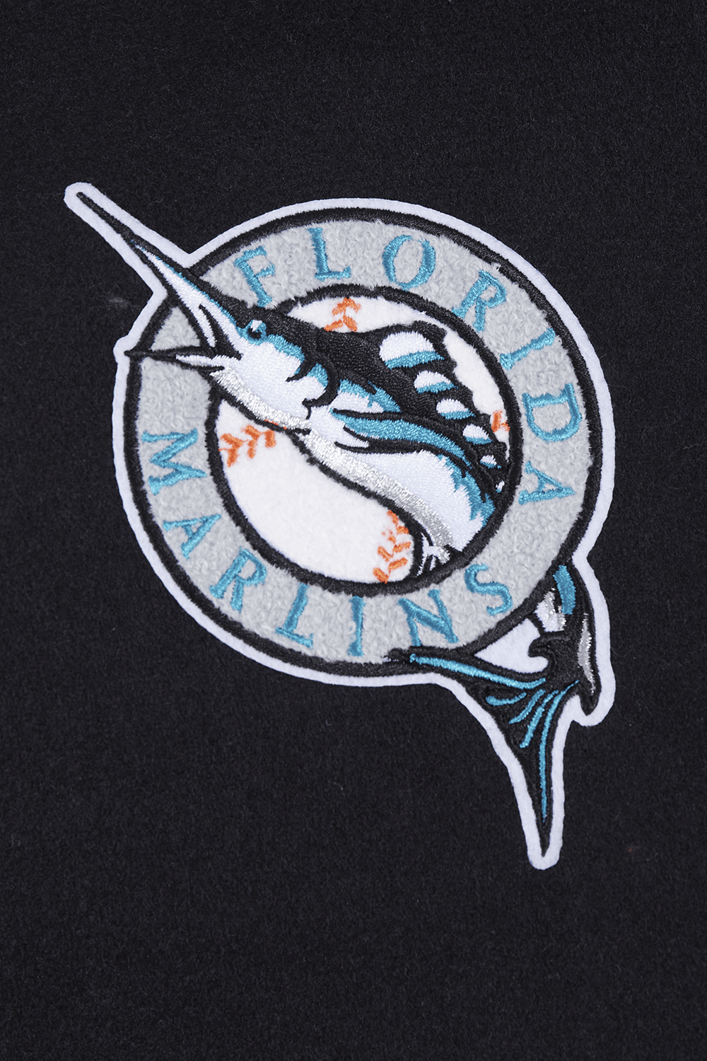 MLB FLORIDA MARLINS RETRO CLASSIC WOMEN'S RIB WOOL VARSITY JACKET (EGGSHELL/ BLACK)