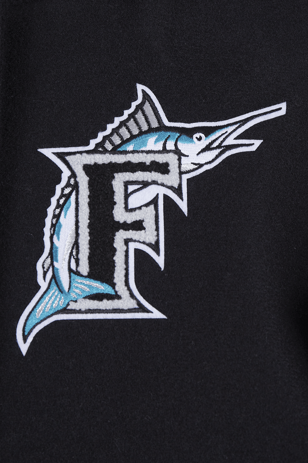MLB FLORIDA MARLINS RETRO CLASSIC WOMEN'S RIB WOOL VARSITY JACKET (EGGSHELL/ BLACK)