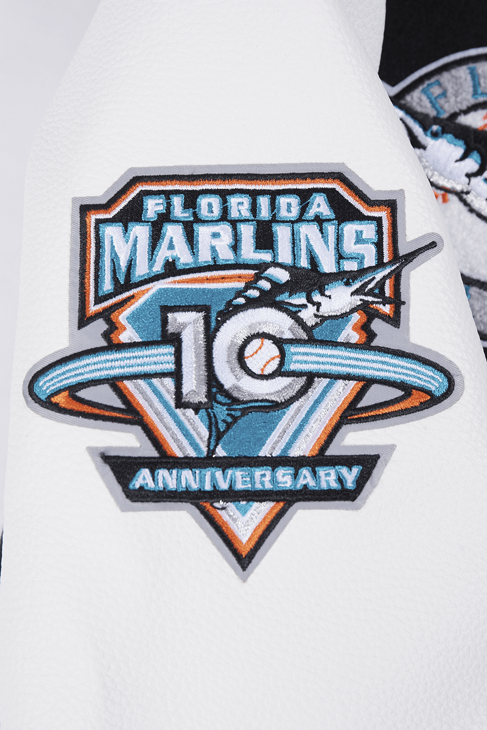 MLB FLORIDA MARLINS RETRO CLASSIC WOMEN'S RIB WOOL VARSITY JACKET (EGGSHELL/ BLACK)