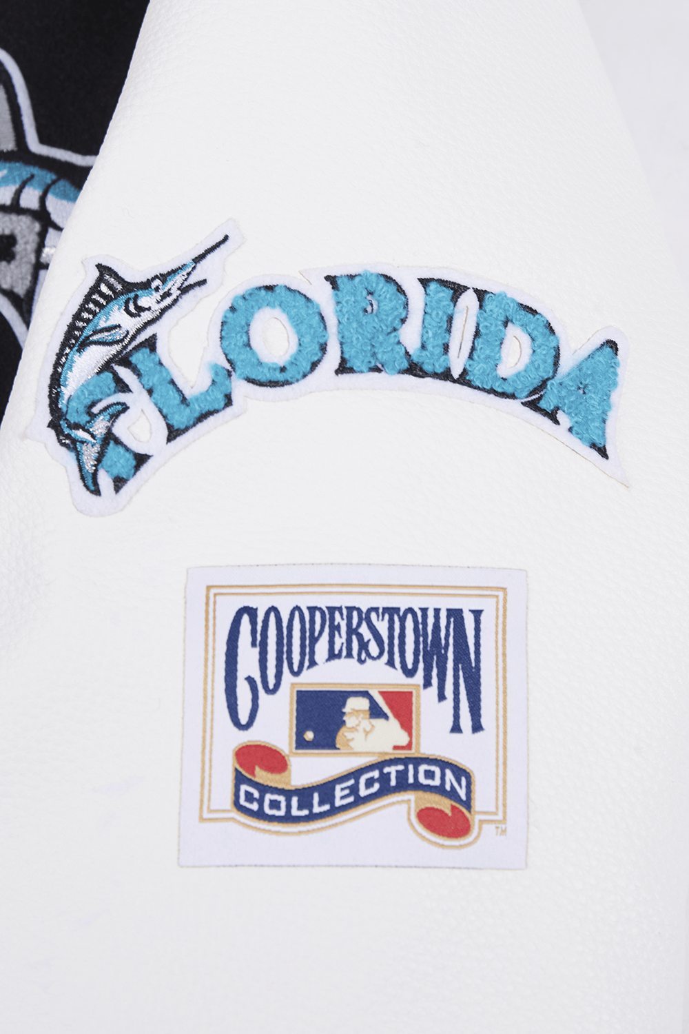 MLB FLORIDA MARLINS RETRO CLASSIC WOMEN'S RIB WOOL VARSITY JACKET (EGGSHELL/ BLACK)