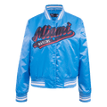 MLB MIAMI MARLINS SCRIPT TAIL WOMEN'S SATIN JACKET (UNIVERSITY BLUE)