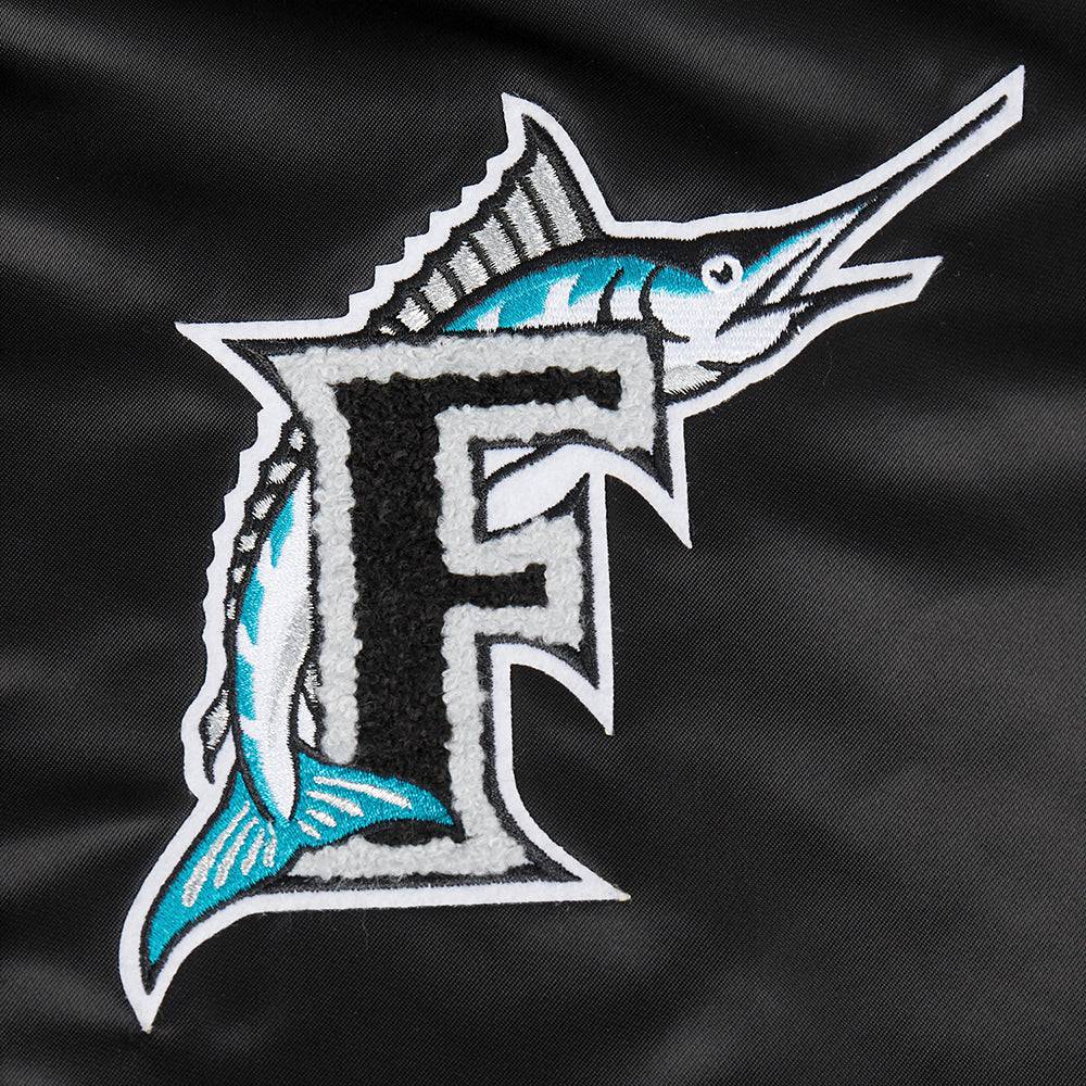 MLB FLORIDA MARLINS RETRO CLASSIC WOMEN'S RIB SATIN JACKET (BLACK)