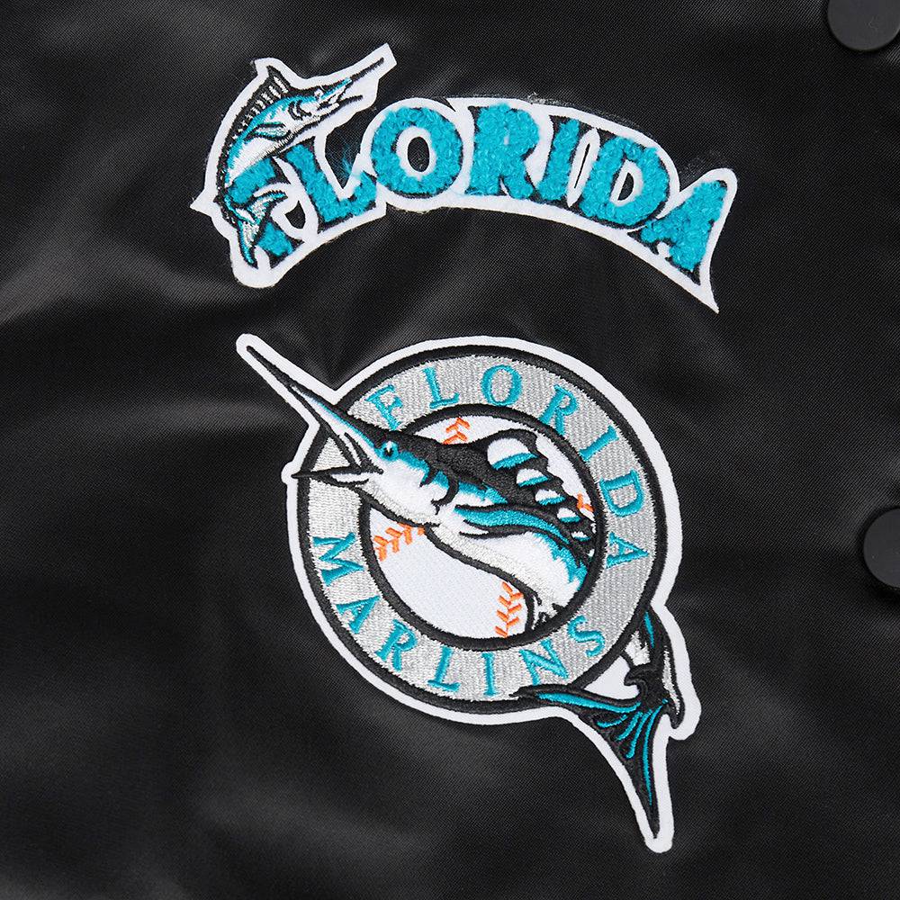 MLB FLORIDA MARLINS RETRO CLASSIC WOMEN'S RIB SATIN JACKET (BLACK)