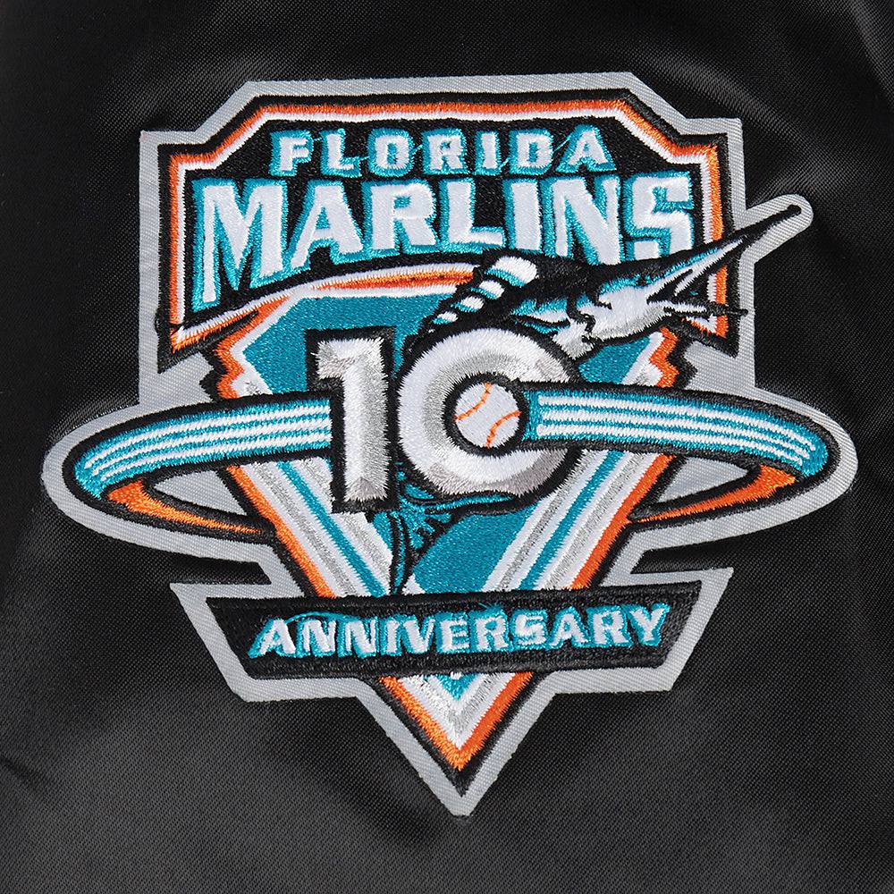 MLB FLORIDA MARLINS RETRO CLASSIC WOMEN'S RIB SATIN JACKET (BLACK)