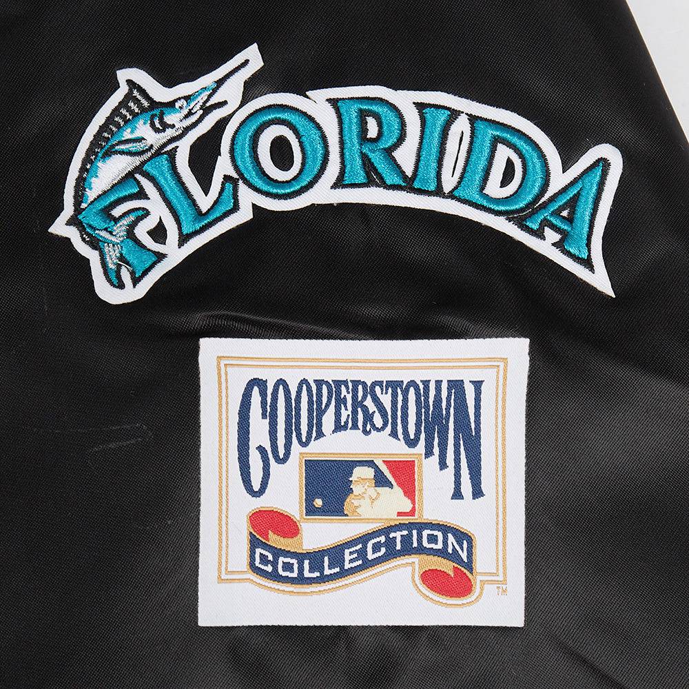 MLB FLORIDA MARLINS RETRO CLASSIC WOMEN'S RIB SATIN JACKET (BLACK)