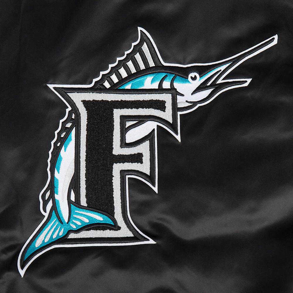 MLB FLORIDA MARLINS RETRO CLASSIC WOMEN'S RIB SATIN JACKET (BLACK)