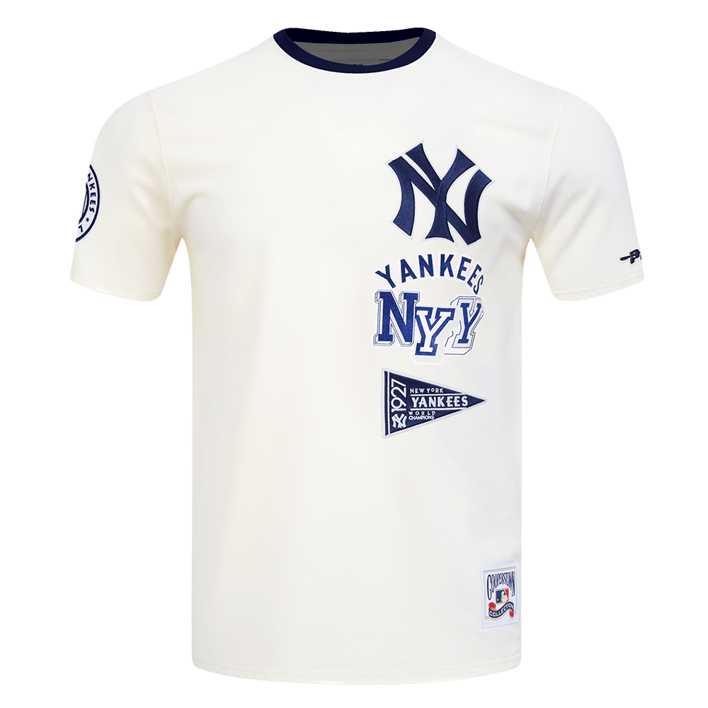 MLB NEW YORK YANKEES RETRO CASCADE MEN'S RINGER TOP (EGGSHELL/ MIDNIGHT NAVY)
