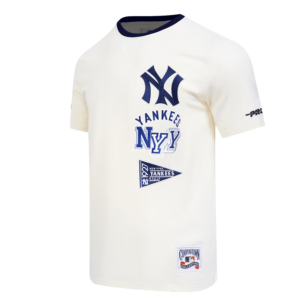 MLB NEW YORK YANKEES RETRO CASCADE MEN'S RINGER TOP (EGGSHELL/ MIDNIGHT NAVY)