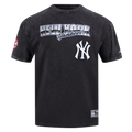 CAMISETA DE JERSEY DE ALGODÓN PARA HOMBRE MLB NEW YORK YANKEES CHROME DE HOMBROS CAÍDOS (NEGRO LAVADO)