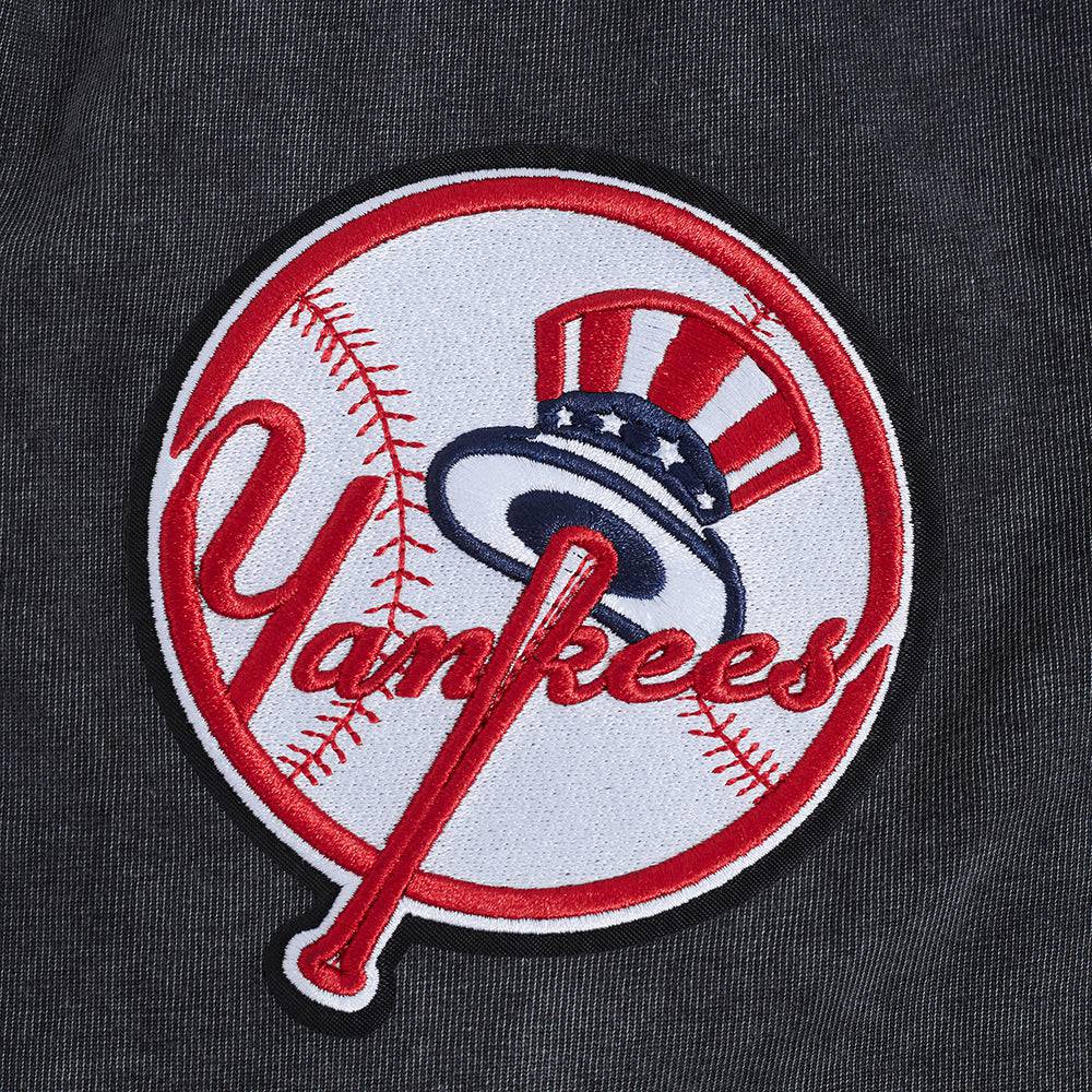 CAMISETA DE JERSEY DE ALGODÓN PARA HOMBRE MLB NEW YORK YANKEES CHROME DE HOMBROS CAÍDOS (NEGRO LAVADO)