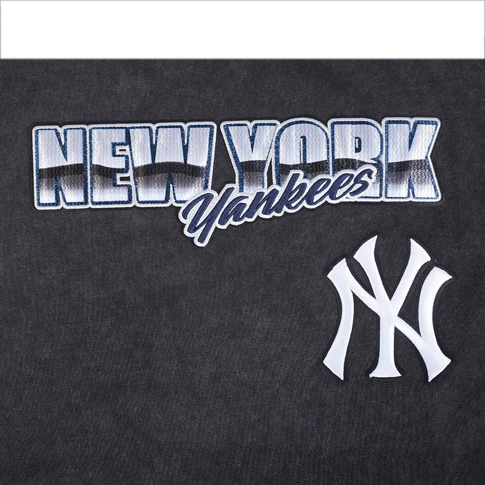 CAMISETA DE JERSEY DE ALGODÓN PARA HOMBRE MLB NEW YORK YANKEES CHROME DE HOMBROS CAÍDOS (NEGRO LAVADO)