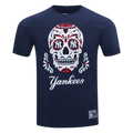 MLB NEW YORK YANKEES SUGAR SKULL MEN'S SINGLE JERSEY STRIPED TOP (MIDNIGHT NAVY)