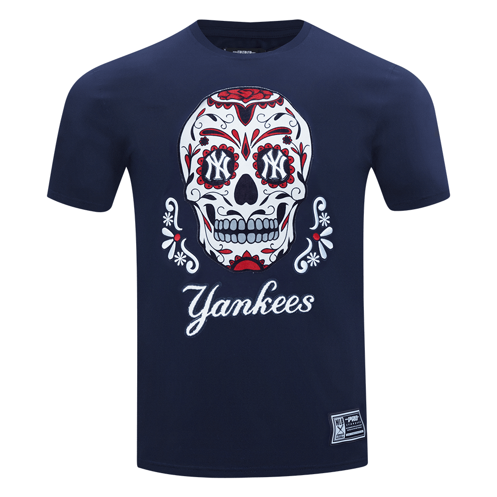 MLB NEW YORK YANKEES SUGAR SKULL MEN'S SINGLE JERSEY STRIPED TOP (MIDNIGHT NAVY)