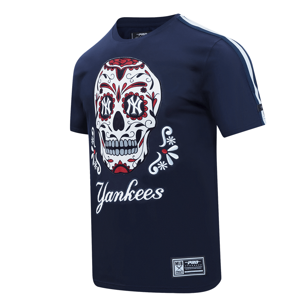 MLB NEW YORK YANKEES SUGAR SKULL MEN'S SINGLE JERSEY STRIPED TOP (MIDNIGHT NAVY)
