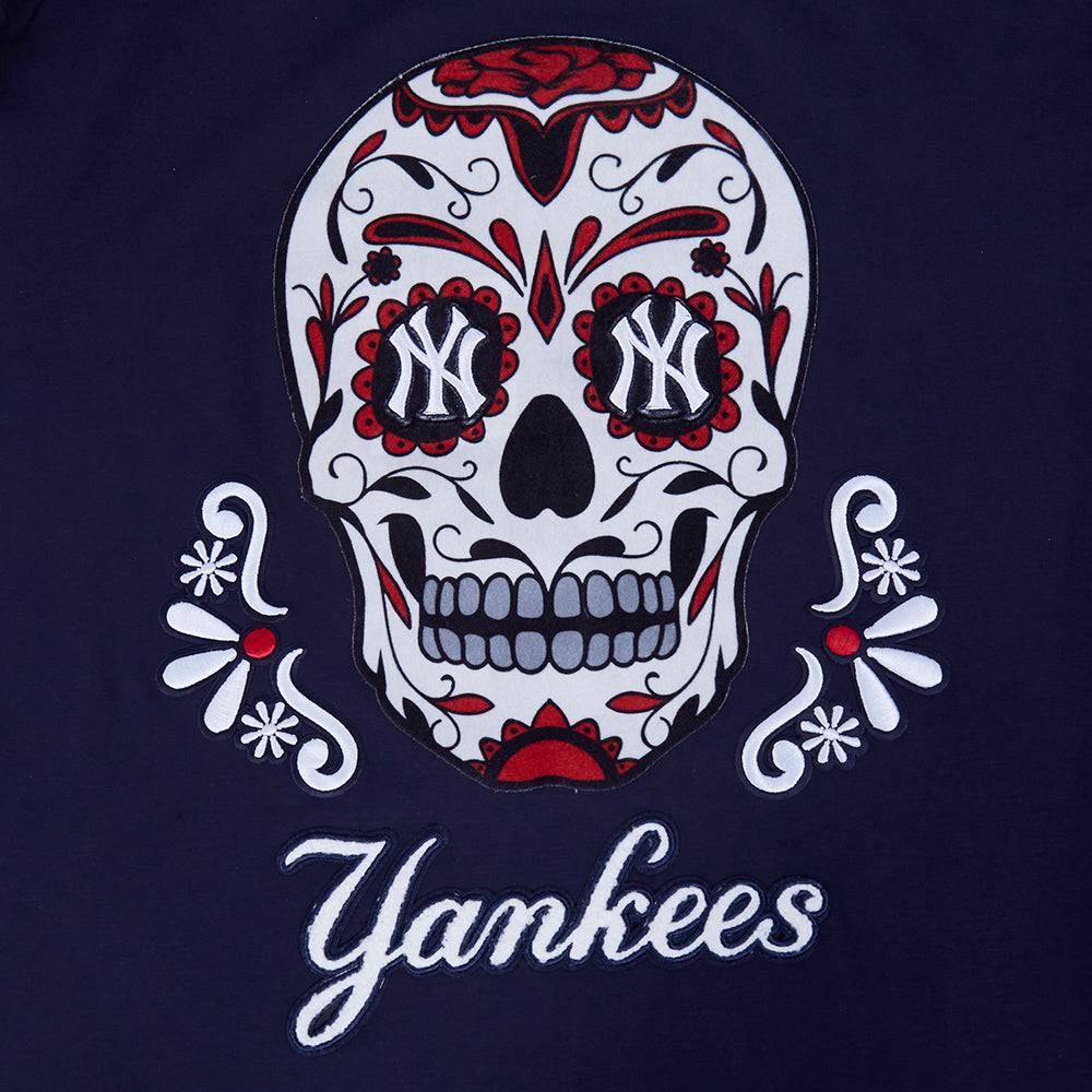 MLB NEW YORK YANKEES SUGAR SKULL MEN'S SINGLE JERSEY STRIPED TOP (MIDNIGHT NAVY)