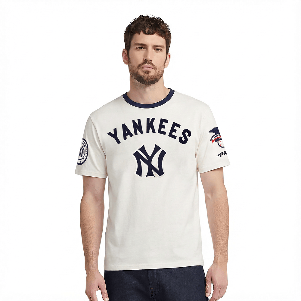 MLB NEW YORK YANKEES MODERN ORIGINALS MEN'S RINGER TEE (EGGSHELL/ MIDNIGHT NAVY)