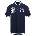 MLB NEW YORK YANKEES GERRIT COLE #45 CLASSIC PLAYER NAME AND NUMBER MEN'S BUTTON DOWN SHIRT (MIDNIGHT NAVY)