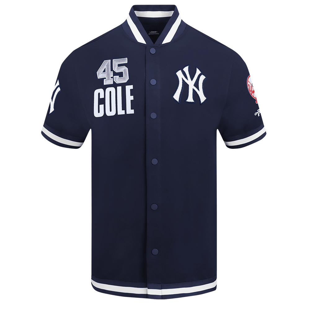 MLB NEW YORK YANKEES GERRIT COLE #45 CLASSIC PLAYER NAME AND NUMBER MEN'S BUTTON DOWN SHIRT (MIDNIGHT NAVY)