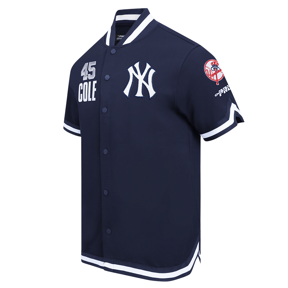 MLB NEW YORK YANKEES GERRIT COLE #45 CLASSIC PLAYER NAME AND NUMBER MEN'S BUTTON DOWN SHIRT (MIDNIGHT NAVY)