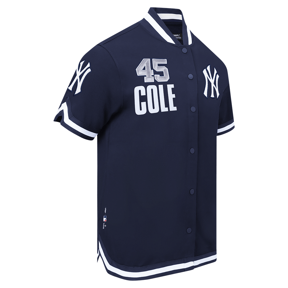 MLB NEW YORK YANKEES GERRIT COLE #45 CLASSIC PLAYER NAME AND NUMBER MEN'S BUTTON DOWN SHIRT (MIDNIGHT NAVY)
