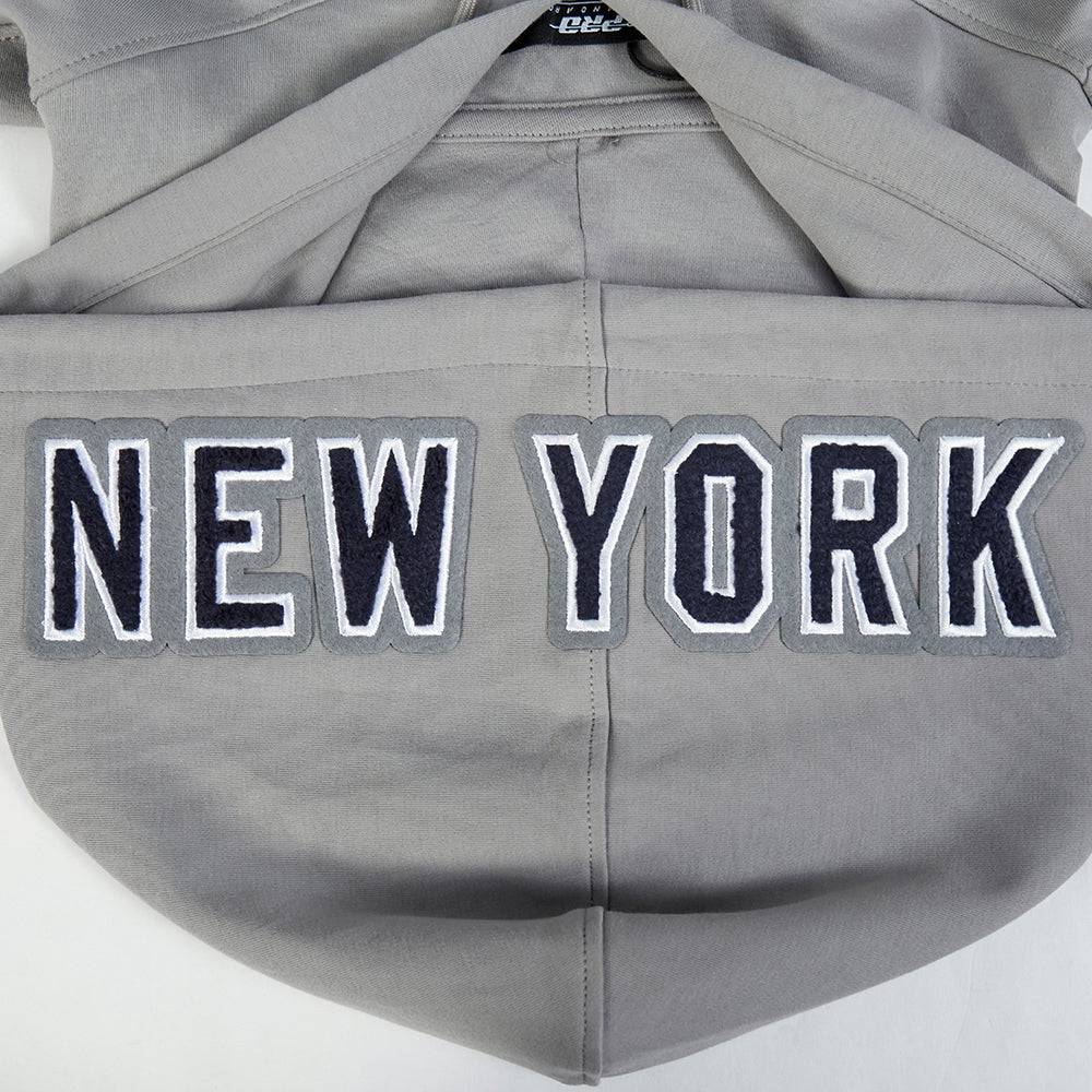 MLB NEW YORK YANKEES SUDADERA CON CAPUCHA CLÁSICA DE CHENILLA PARA HOMBRE (GRIS)