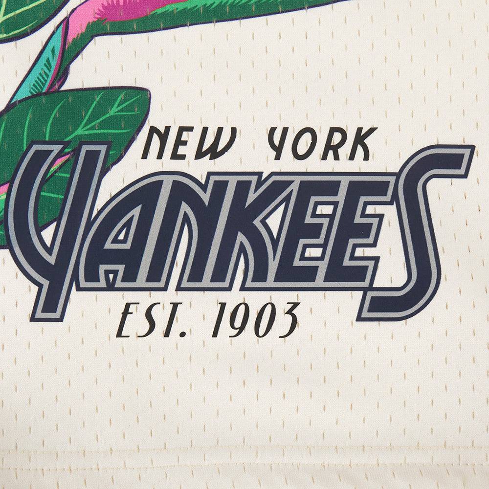 PANTALÓN CORTO DE MALLA PARA HOMBRE MLB NEW YORK YANKEES PARADISE (BLANCO HUESO)