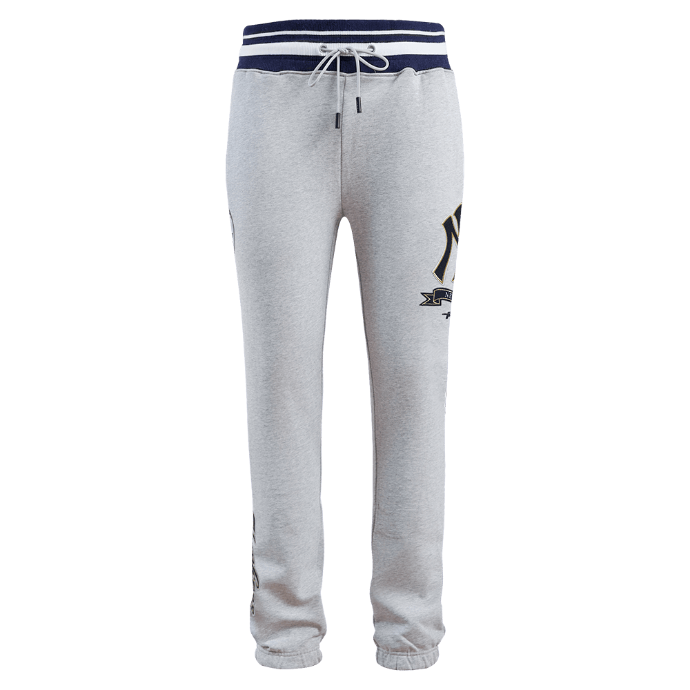 MLB NEW YORK YANKEES PRO PREP RIB FLEECE MEN'S SWEATPANT (HEATHER GREY/MIDNIGHT NAVY)