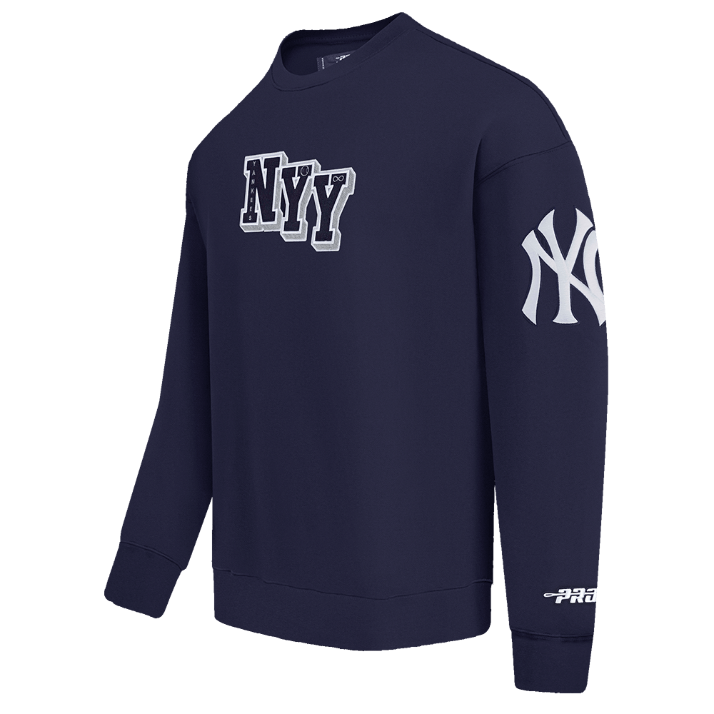 MLB NEW YORK YANKEES CITY SIGNATURE MEN'S DROP SHOULDER FLC CREWNECK (MIDNIGHT NAVY)