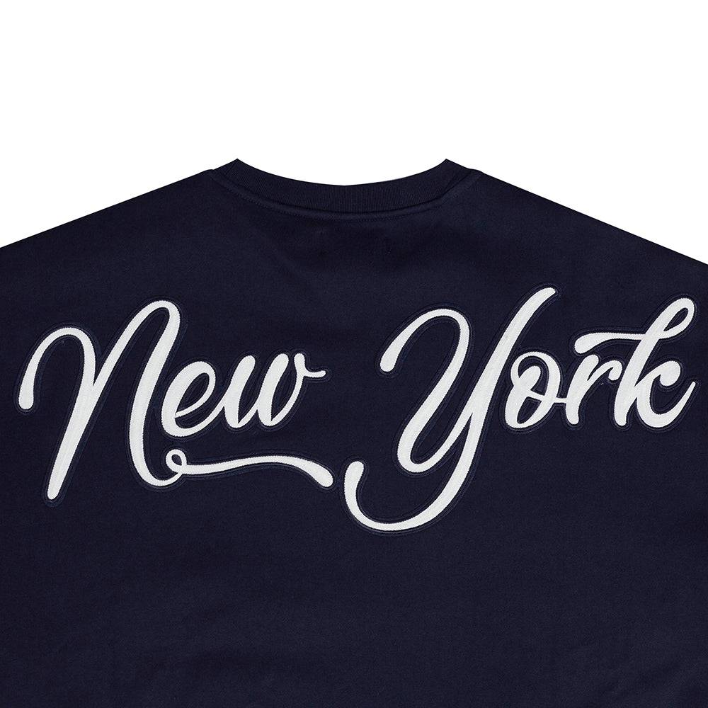 MLB NEW YORK YANKEES CITY SIGNATURE MEN'S DROP SHOULDER FLC CREWNECK (MIDNIGHT NAVY)