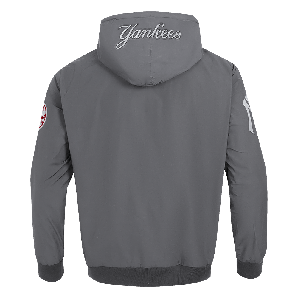 MLB NEW YORK YANKEES CLASSIC WIND SUIT SUDADERA CON CAPUCHA TEJIDA PARA HOMBRE CON CREMALLERA COMPLETA (GRIS)
