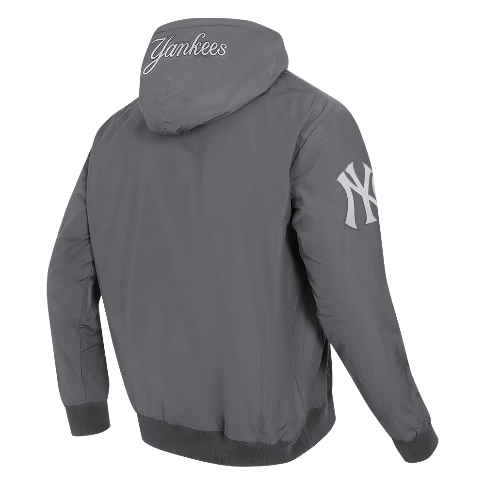 MLB NEW YORK YANKEES CLASSIC WIND SUIT SUDADERA CON CAPUCHA TEJIDA PARA HOMBRE CON CREMALLERA COMPLETA (GRIS)