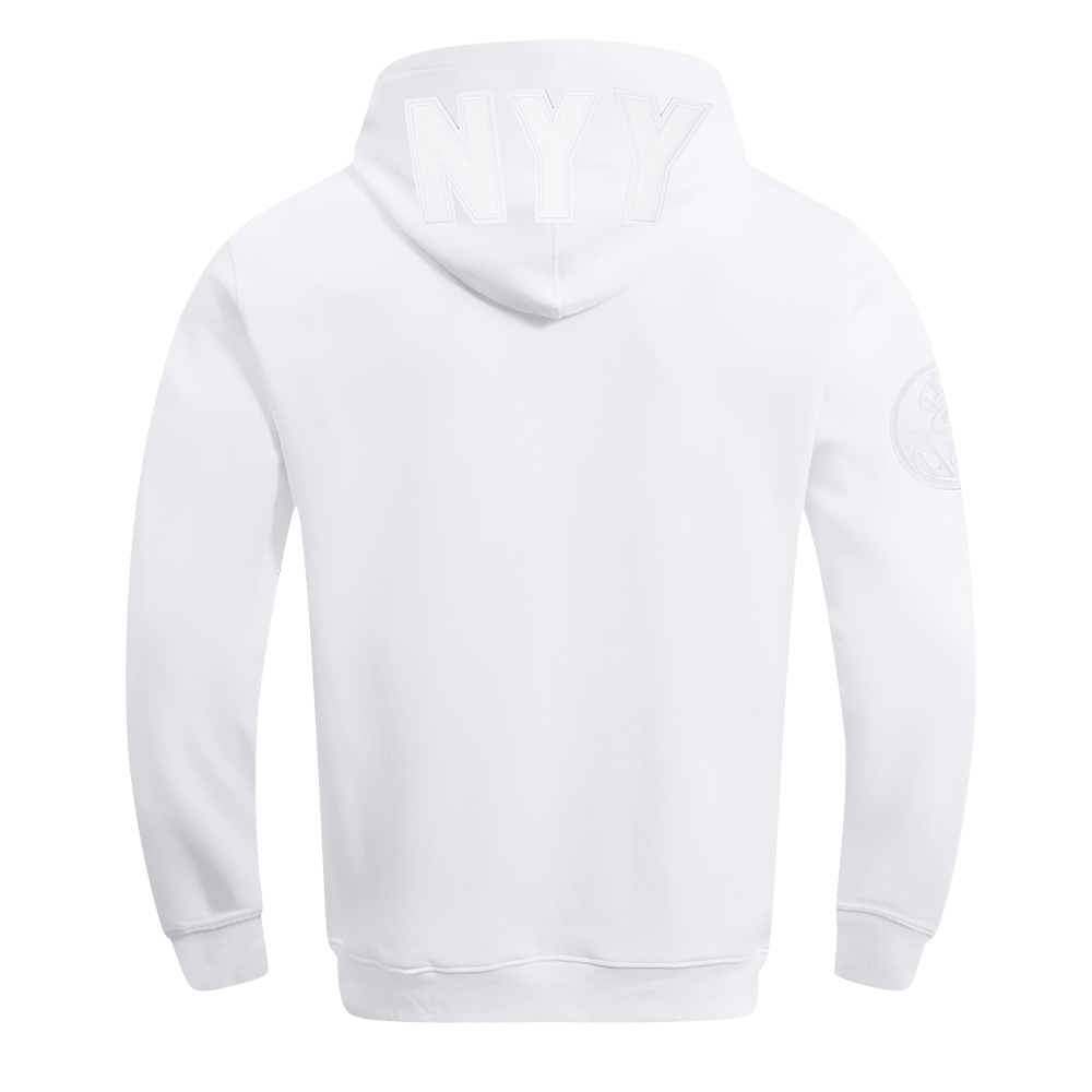 MLB NEW YORK YANKEES WHITE OUT MEN'S DOUBLE KNIT PULLOVER HOODIE (WHITE)
