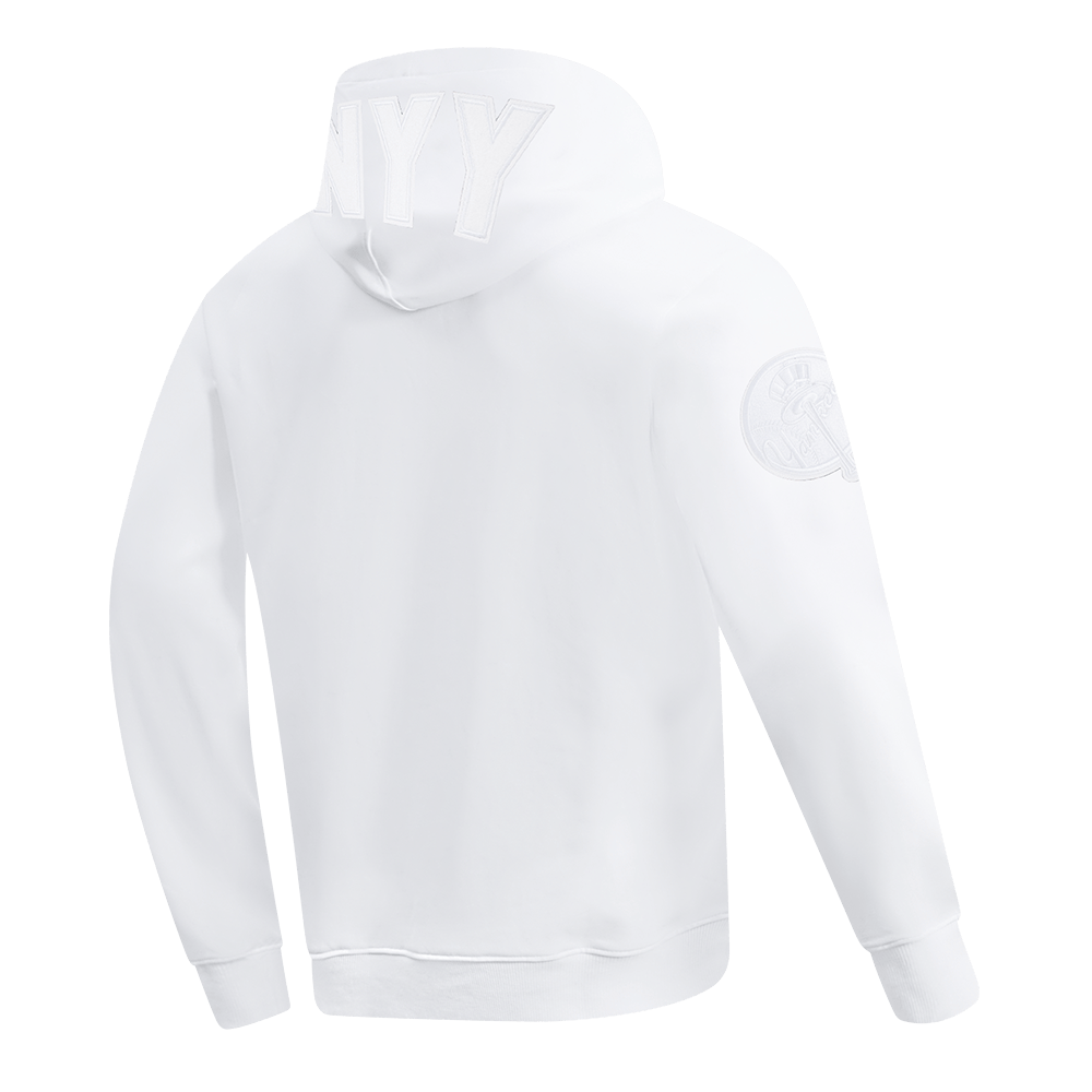 MLB NEW YORK YANKEES WHITE OUT MEN'S DOUBLE KNIT PULLOVER HOODIE (WHITE)