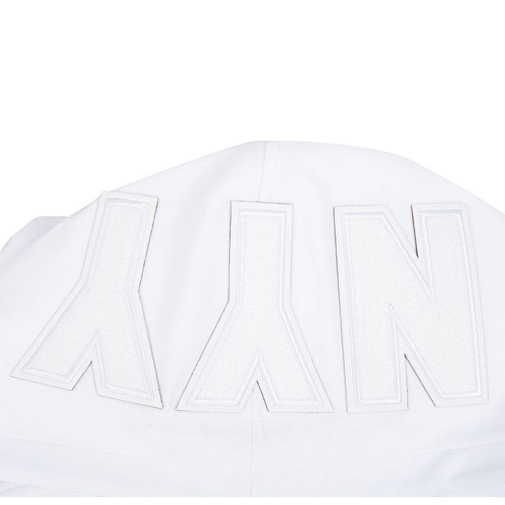 MLB NEW YORK YANKEES WHITE OUT MEN'S DOUBLE KNIT PULLOVER HOODIE (WHITE)