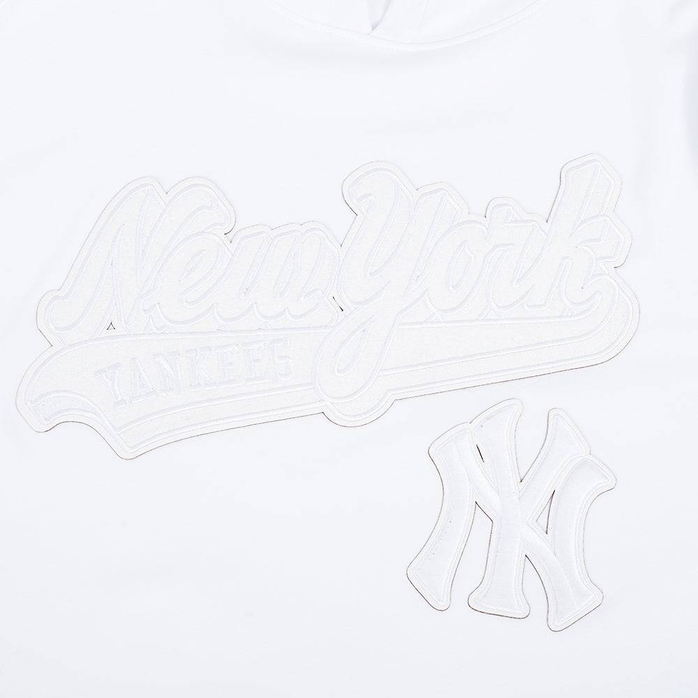 MLB NEW YORK YANKEES WHITE OUT MEN'S DOUBLE KNIT PULLOVER HOODIE (WHITE)