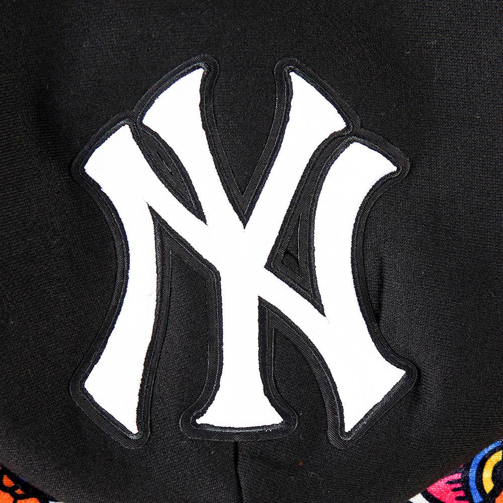 MLB NEW YORK YANKEES RIB CAGE MEN'S DROP SHOULDER FLEECE PULLOVER HOODIE (BLACK)