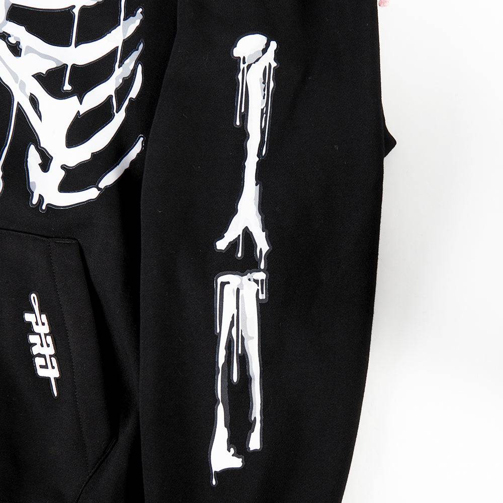 MLB NEW YORK YANKEES RIB CAGE MEN'S DROP SHOULDER FLEECE PULLOVER HOODIE (BLACK)